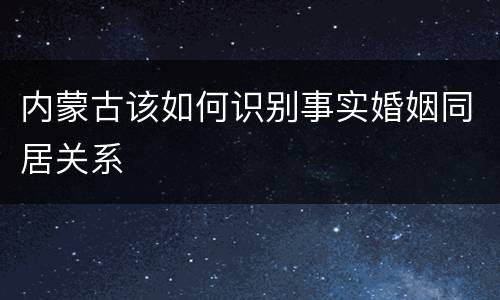 内蒙古该如何识别事实婚姻同居关系