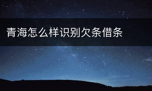 青海怎么样识别欠条借条