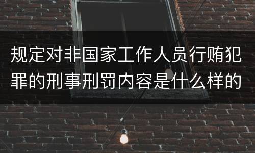 规定对非国家工作人员行贿犯罪的刑事刑罚内容是什么样的