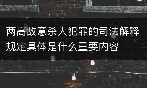 两高故意杀人犯罪的司法解释规定具体是什么重要内容
