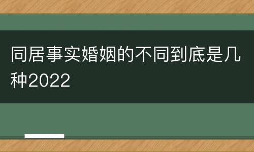 同居事实婚姻的不同到底是几种2022
