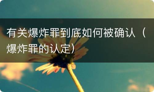 有关爆炸罪到底如何被确认（爆炸罪的认定）
