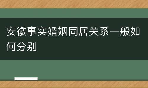 安徽事实婚姻同居关系一般如何分别