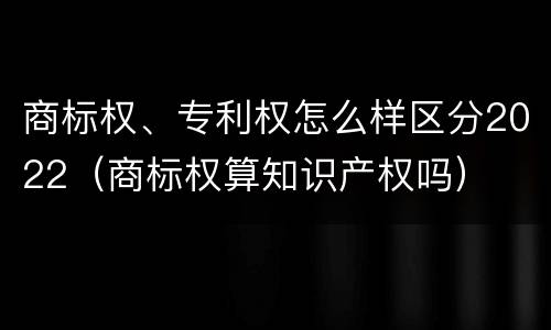 商标权、专利权怎么样区分2022（商标权算知识产权吗）