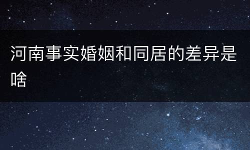 河南事实婚姻和同居的差异是啥