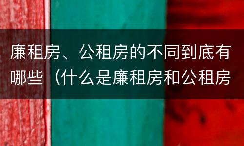 廉租房、公租房的不同到底有哪些（什么是廉租房和公租房两个有什么特点）