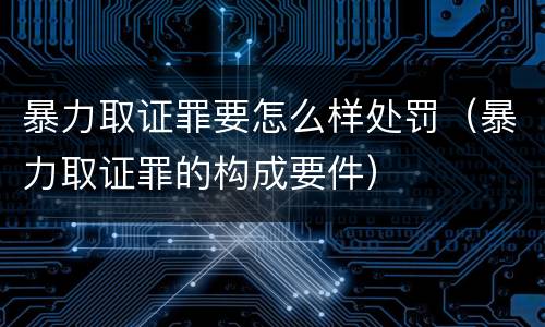 暴力取证罪要怎么样处罚（暴力取证罪的构成要件）