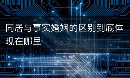 同居与事实婚姻的区别到底体现在哪里