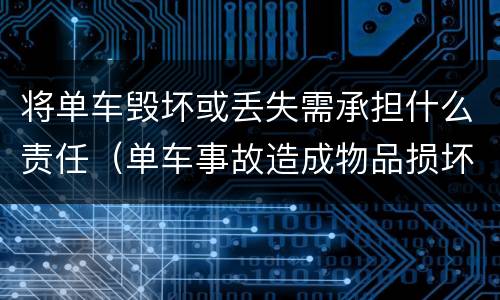 将单车毁坏或丢失需承担什么责任（单车事故造成物品损坏谁来赔偿）