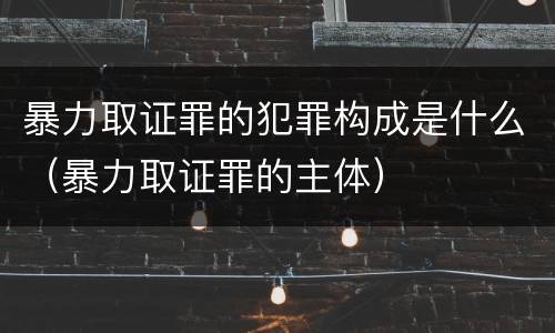 暴力取证罪的犯罪构成是什么（暴力取证罪的主体）