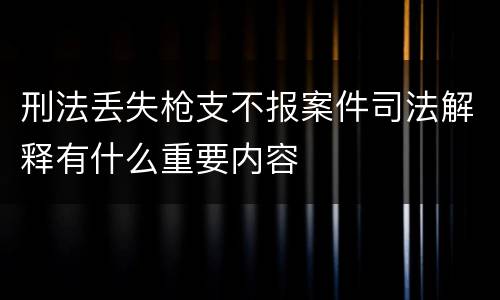 刑法丢失枪支不报案件司法解释有什么重要内容