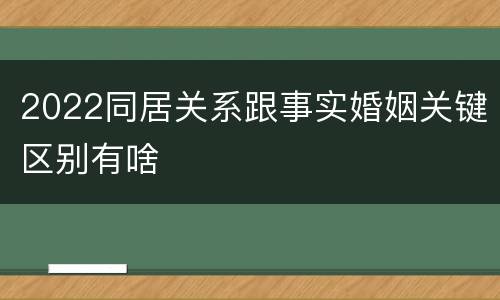 2022同居关系跟事实婚姻关键区别有啥
