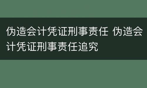 伪造会计凭证刑事责任 伪造会计凭证刑事责任追究