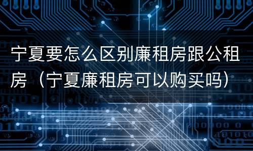宁夏要怎么区别廉租房跟公租房（宁夏廉租房可以购买吗）