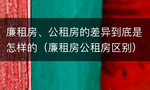 廉租房、公租房的差异到底是怎样的（廉租房公租房区别）