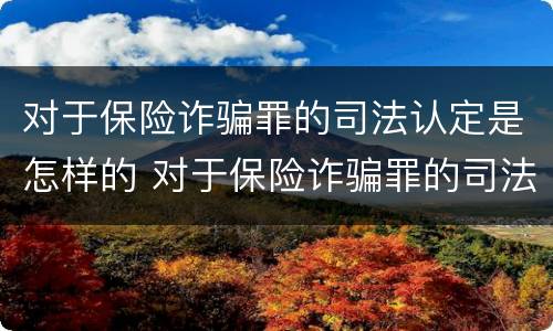 对于保险诈骗罪的司法认定是怎样的 对于保险诈骗罪的司法认定是怎样的呢