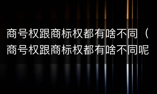 商号权跟商标权都有啥不同（商号权跟商标权都有啥不同呢）
