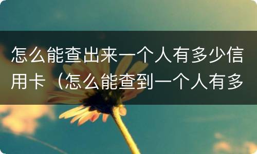 怎么能查出来一个人有多少信用卡（怎么能查到一个人有多少张信用卡）