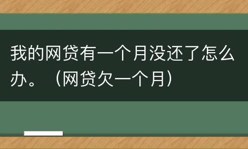 我的网贷有一个月没还了怎么办。（网贷欠一个月）