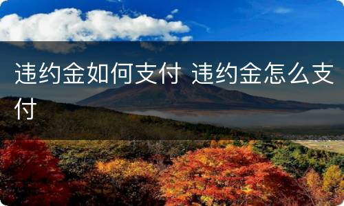 违约金如何支付 违约金怎么支付