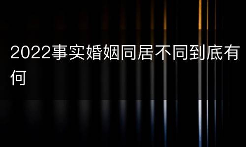 2022事实婚姻同居不同到底有何
