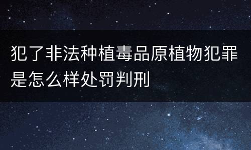 犯了非法种植毒品原植物犯罪是怎么样处罚判刑