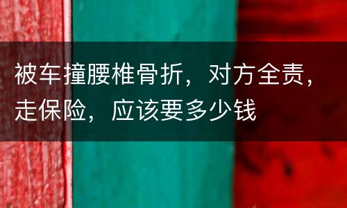 被车撞腰椎骨折，对方全责，走保险，应该要多少钱