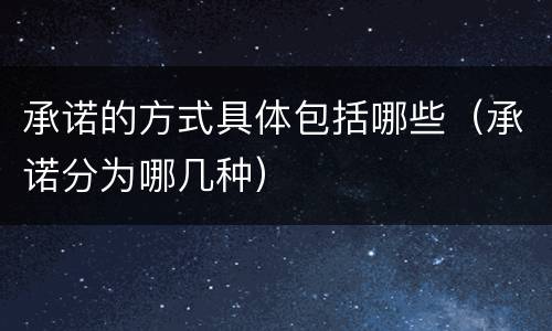 承诺的方式具体包括哪些（承诺分为哪几种）