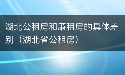 湖北公租房和廉租房的具体差别（湖北省公租房）