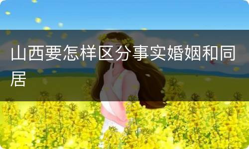 山西要怎样区分事实婚姻和同居
