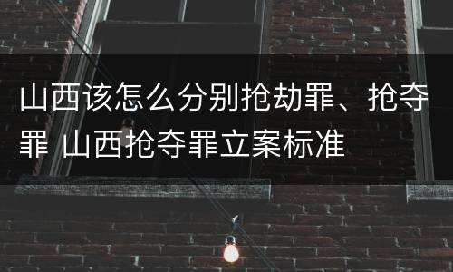 山西该怎么分别抢劫罪、抢夺罪 山西抢夺罪立案标准
