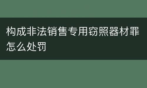 构成非法销售专用窃照器材罪怎么处罚