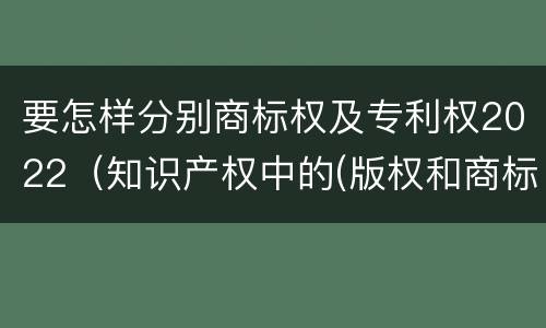 要怎样分别商标权及专利权2022（知识产权中的(版权和商标权与标准）