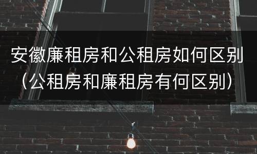 安徽廉租房和公租房如何区别（公租房和廉租房有何区别）