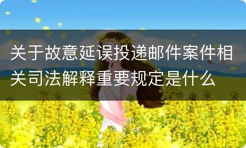 关于故意延误投递邮件案件相关司法解释重要规定是什么