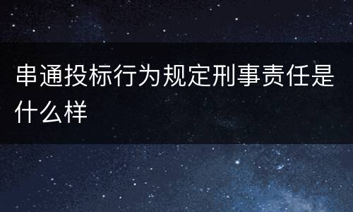 串通投标行为规定刑事责任是什么样