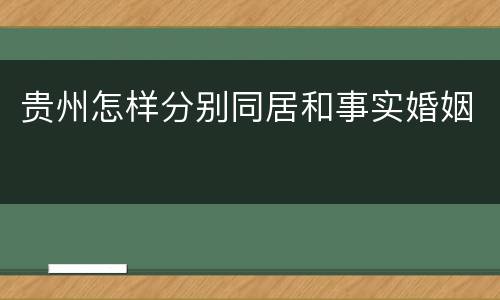 贵州怎样分别同居和事实婚姻