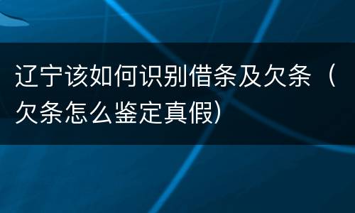 辽宁该如何识别借条及欠条（欠条怎么鉴定真假）