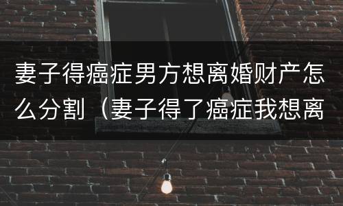妻子得癌症男方想离婚财产怎么分割（妻子得了癌症我想离婚怎么办）