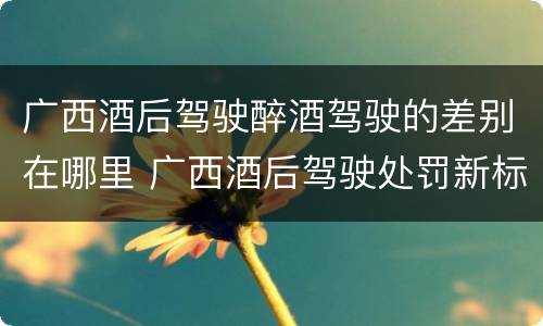 广西酒后驾驶醉酒驾驶的差别在哪里 广西酒后驾驶处罚新标准
