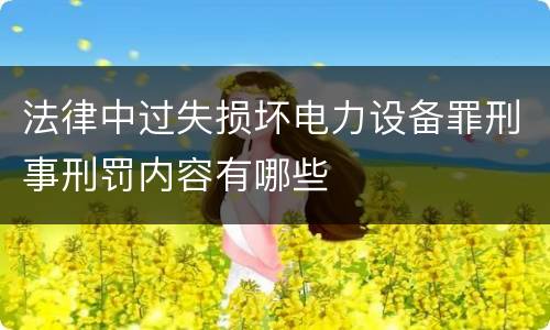 法律中过失损坏电力设备罪刑事刑罚内容有哪些