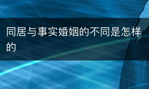 同居与事实婚姻的不同是怎样的