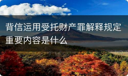 背信运用受托财产罪解释规定重要内容是什么