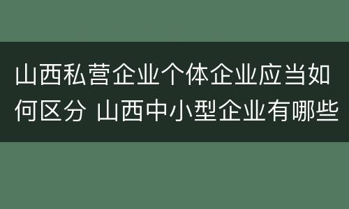 山西私营企业个体企业应当如何区分 山西中小型企业有哪些