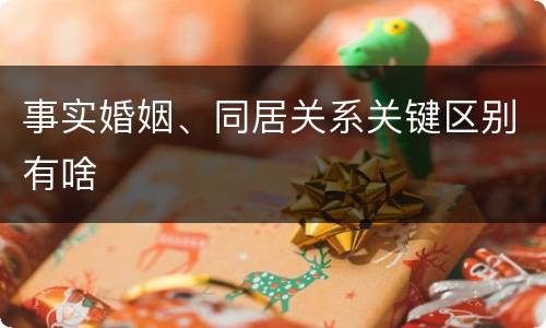 事实婚姻、同居关系关键区别有啥