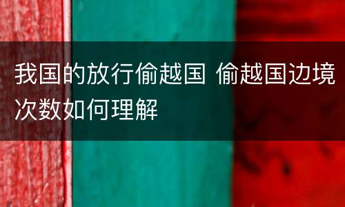 我国的放行偷越国 偷越国边境次数如何理解