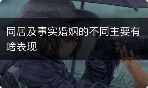 同居及事实婚姻的不同主要有啥表现