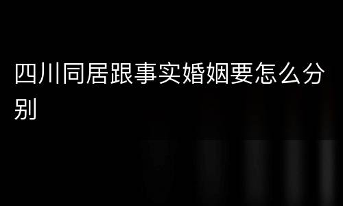 四川同居跟事实婚姻要怎么分别
