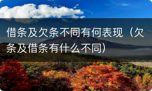借条及欠条不同有何表现（欠条及借条有什么不同）