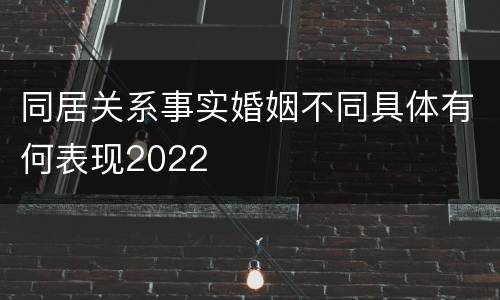 同居关系事实婚姻不同具体有何表现2022
